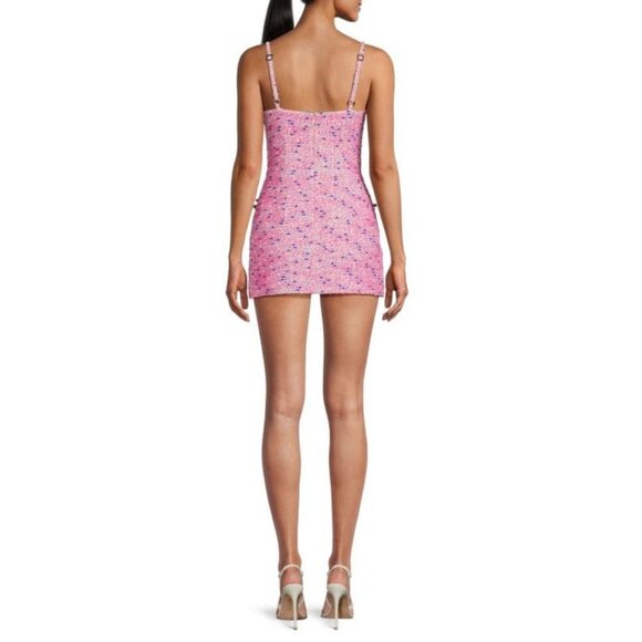 AREA Embellished crystal grape FUCHSIA Wool Blend Mini Dress Size 14 - Picture 2 of 13